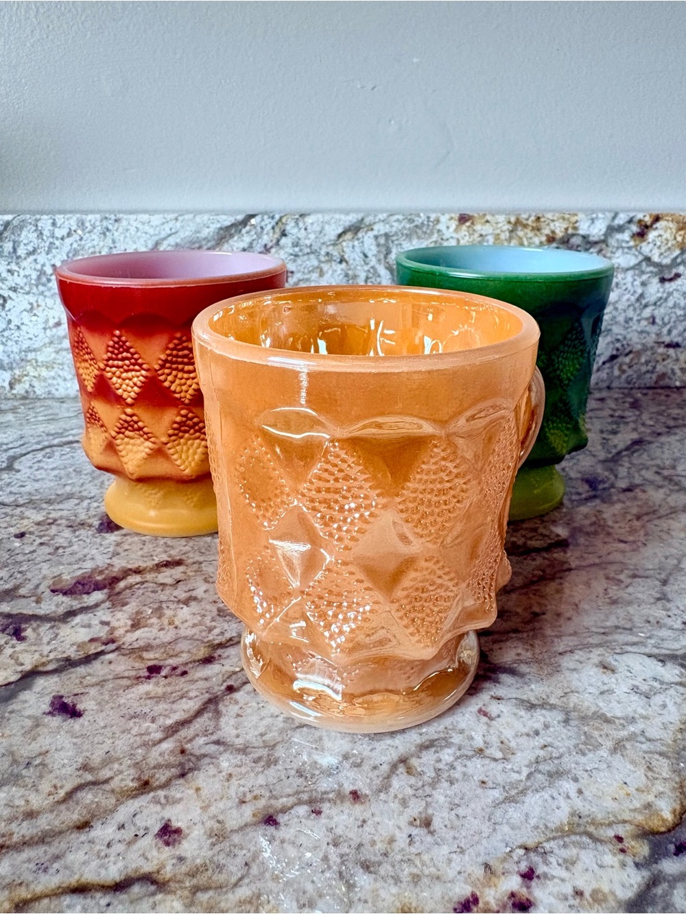 Vintage Fire King—Kimberly Milk Glass 8 Diamond Pattern Coffee Mug (Set of 3)